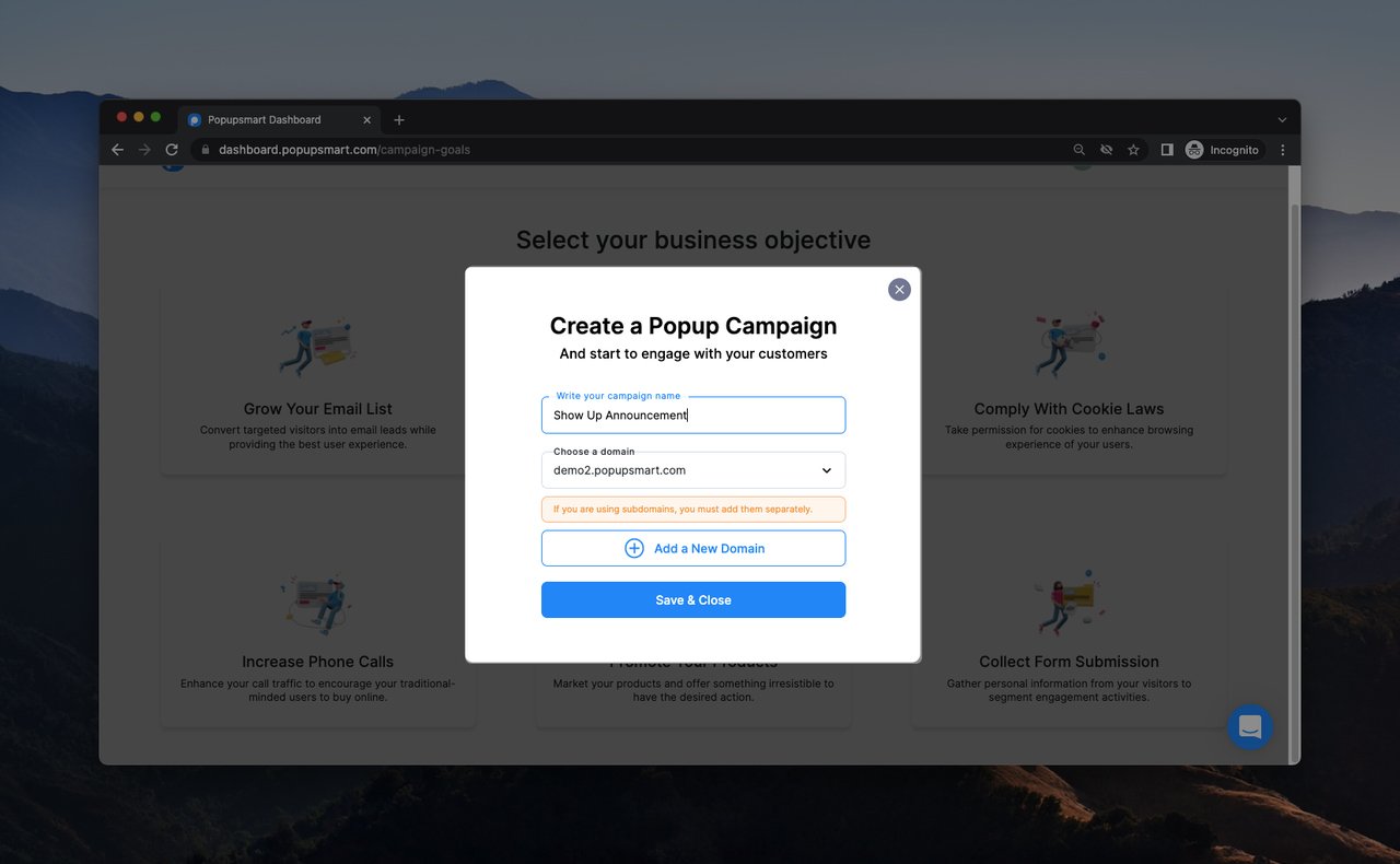 come creare un popup passaggio tre