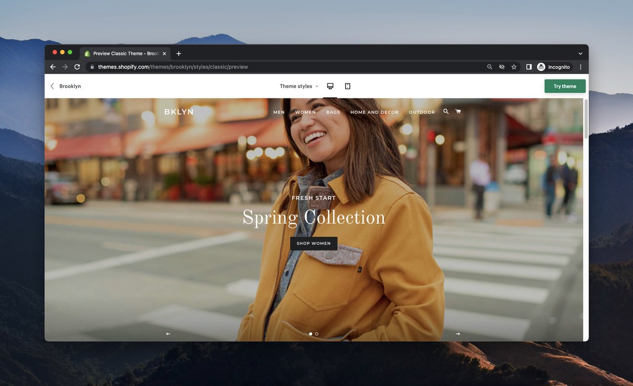 shopify ธีมที่เรียกว่า brooklyn