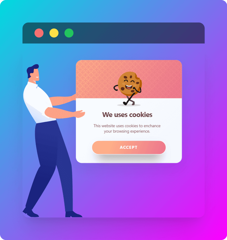 A-man-holding-a-cookie-consent-popup-that-says-we-use-cookies