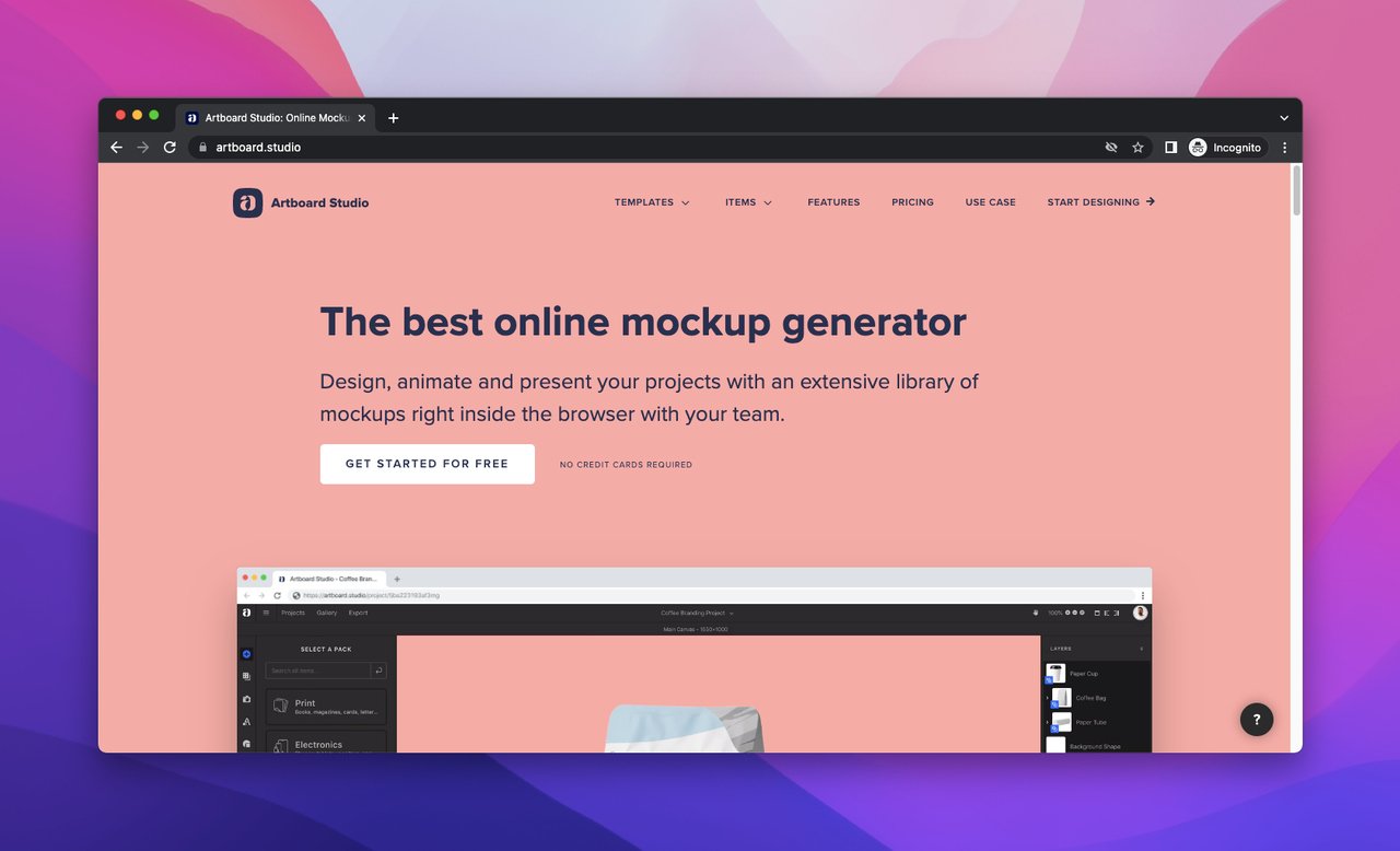 Mockup-Tool Zeichenflächenstudio