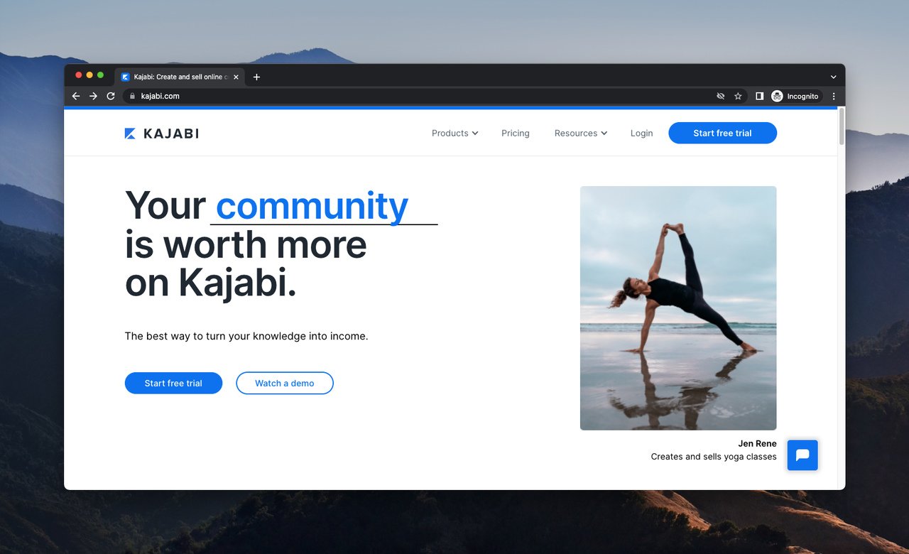 homepage di kajabi