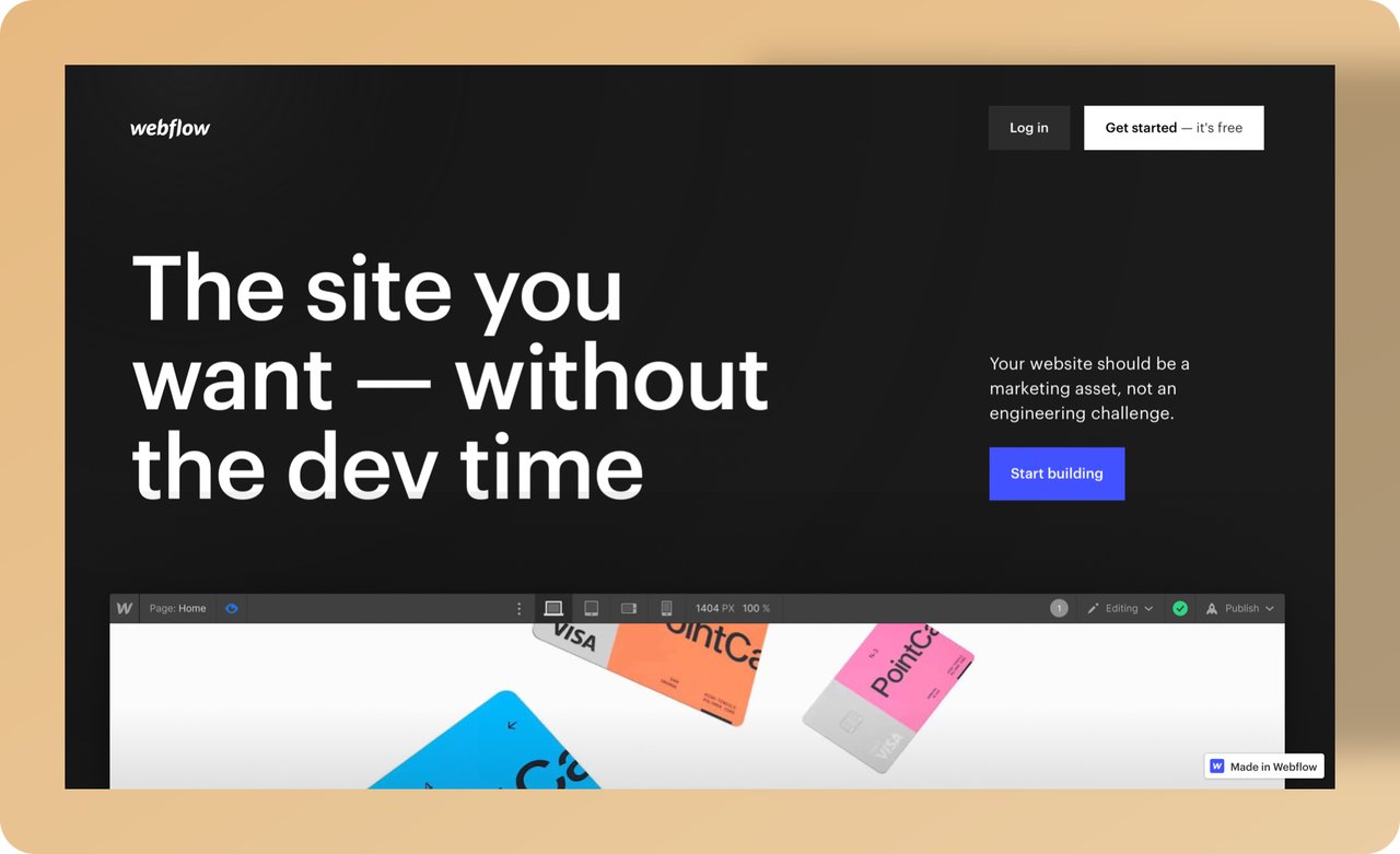 Screenshot of Webflow's homepage