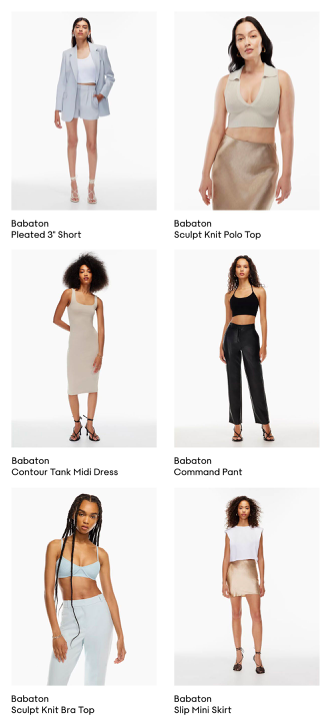 section des produits recommandés par aritzia