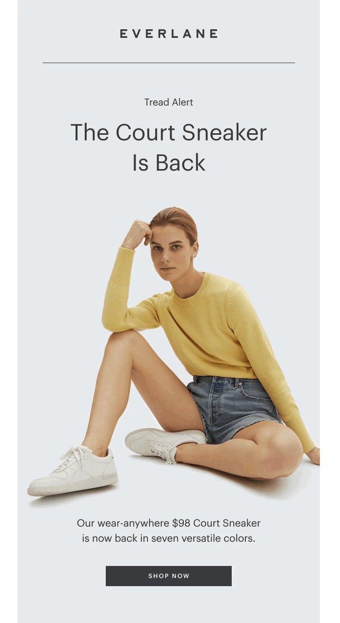 Everlane está de volta ao estoque e-mail