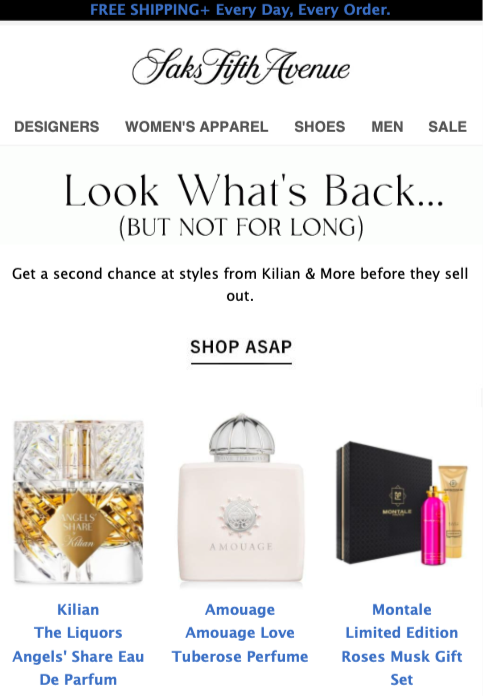 Saks Fifth Avenue powraca w magazynie e-mail