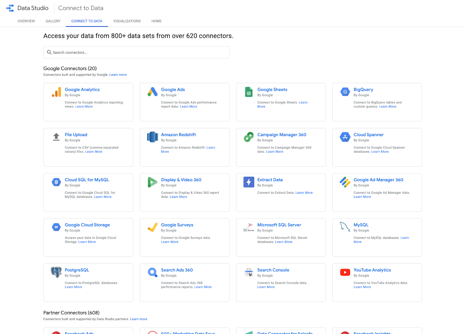 Interface du connecteur Google Data Studio