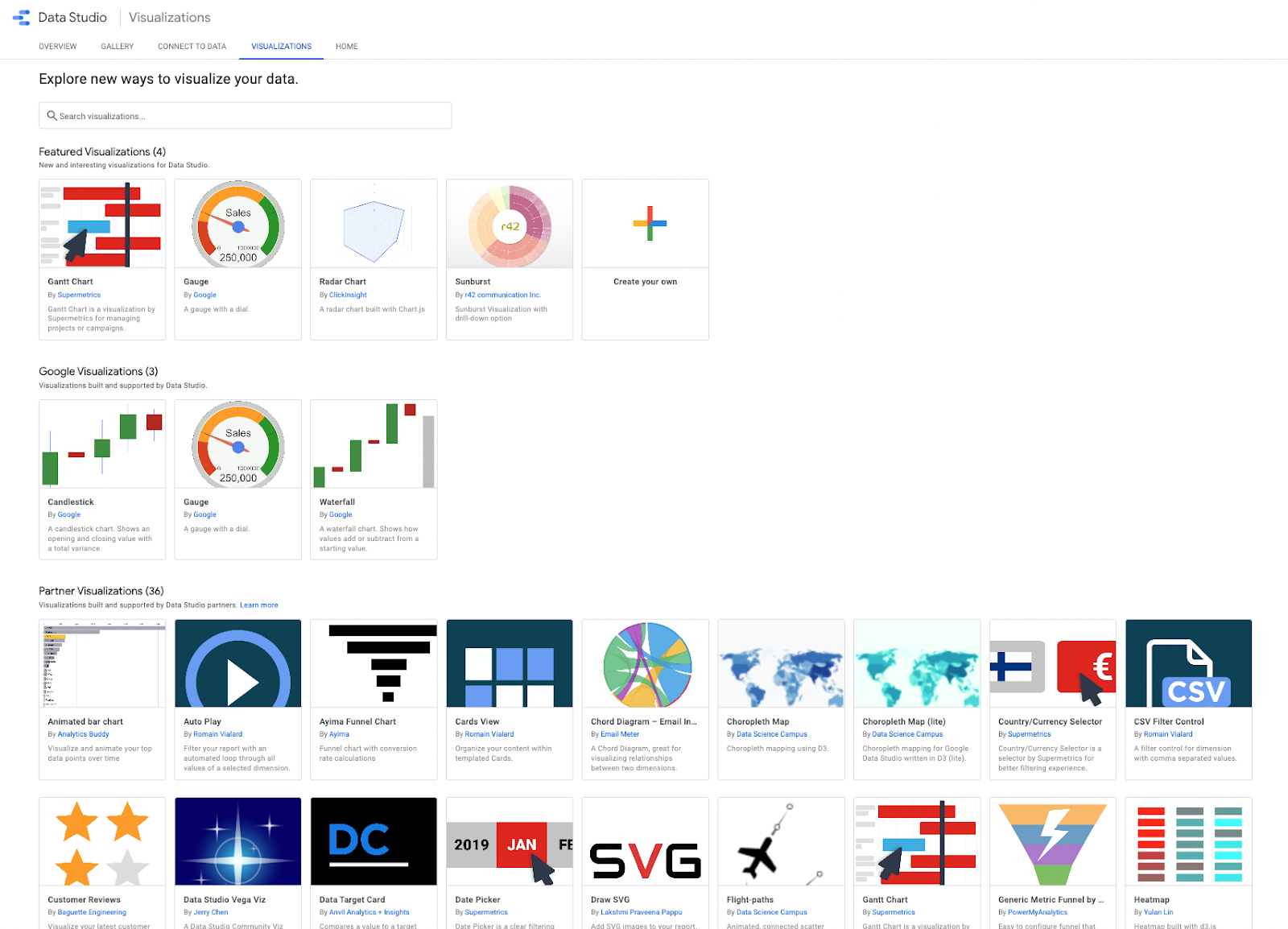 Intégrations de visualisation Google Data Studio