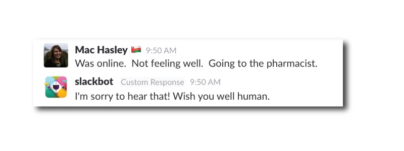 Kiedy Konwertery zachorują, slackbot dołącza do empatycznego ludzkiego chóru: