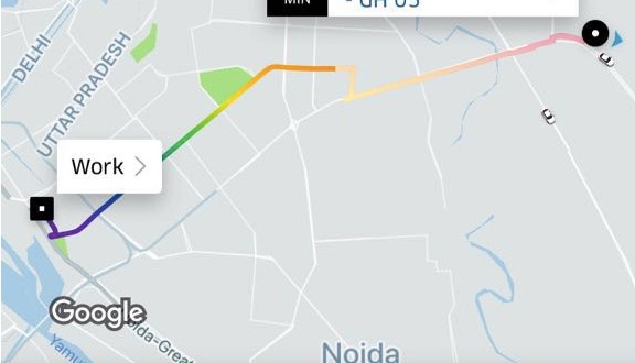 Uber Hindistan, rota renklerini gökkuşağının renklerine değiştirdi.