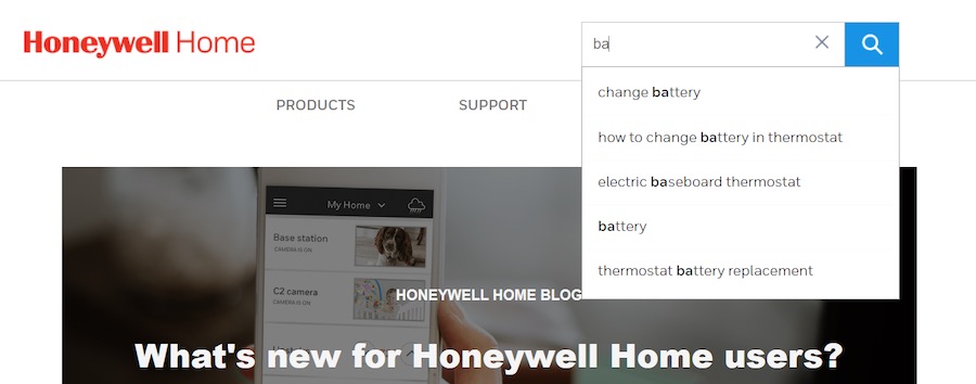 内部锚文本导航和预测搜索 Honeywell Home